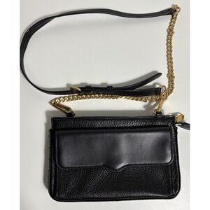 Rebecca Minkoff Bree Crossbody Bag Purse Black Leather Gold Chain Studded EUC